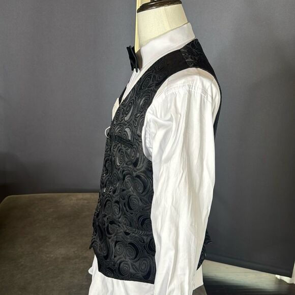 Men’s Black Floral Prom Party Wedding Formal Vest Size 38 NWT - Picture 5 of 8